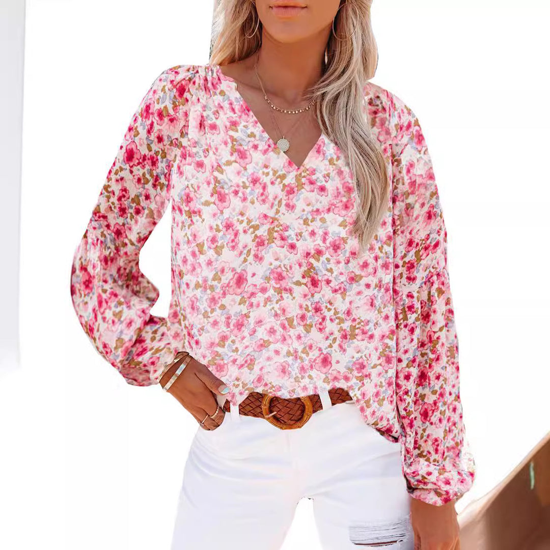 Damen Blusenshirt mit floralem Muster und lockerer Passform Drune