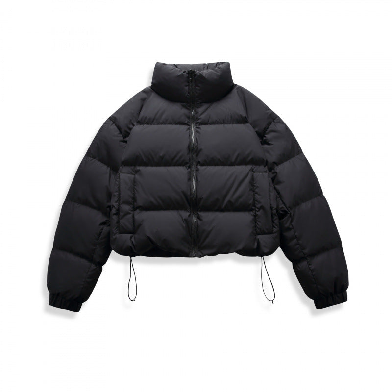 Damen Kurz geschnittene gesteppte Winterjacke im Cropped‑Style mit hohem Stehkragen Drune