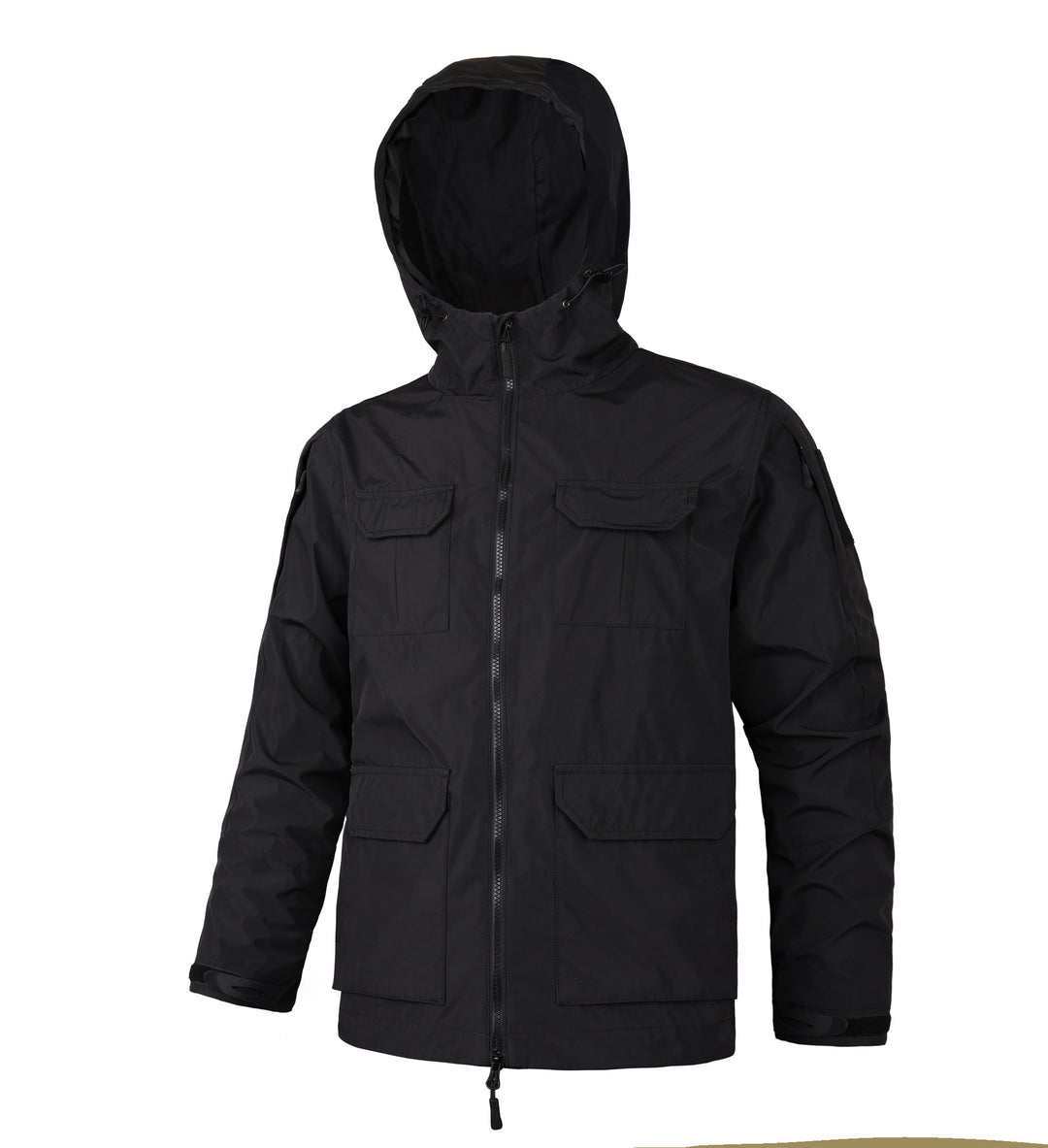 Herren  Kapuzen wasserabweisende Feldjacke mit mehreren Taschen mit Klappe und verstellbarem Zugkordel Drune