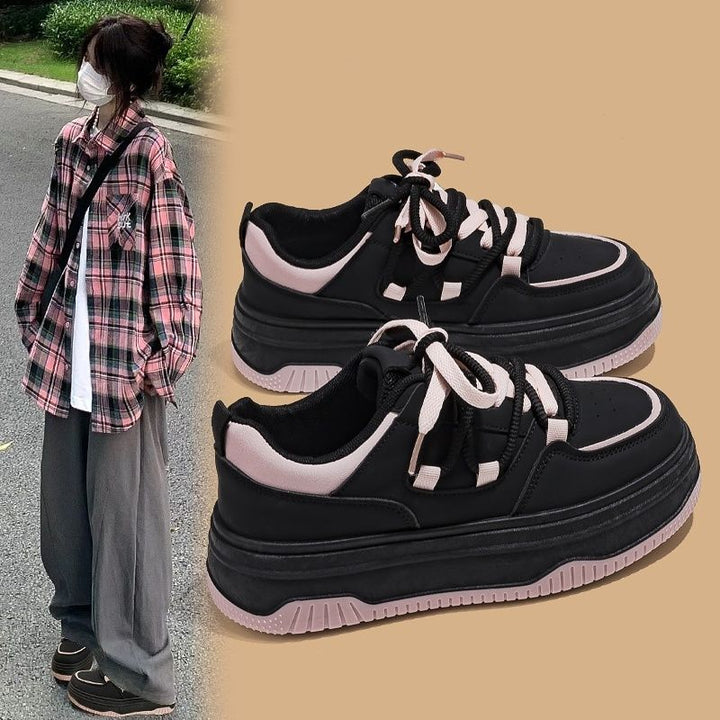Damen Plateausneaker im Retro-Chunky-Look mit zweifarbiger EVA-Sohlenschichtung und gepolstertem Komfortkragen Drune