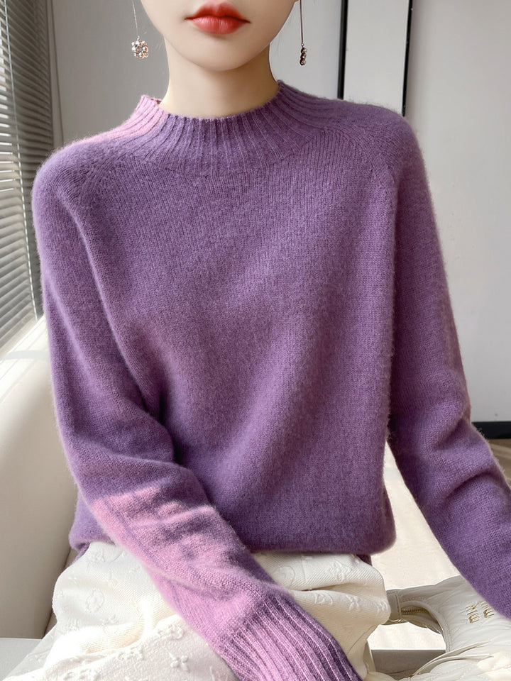 Damen Kurz-Mockneck-Pullover aus flauschigem Mohair-Mix mit kastiger Silhouette Drune