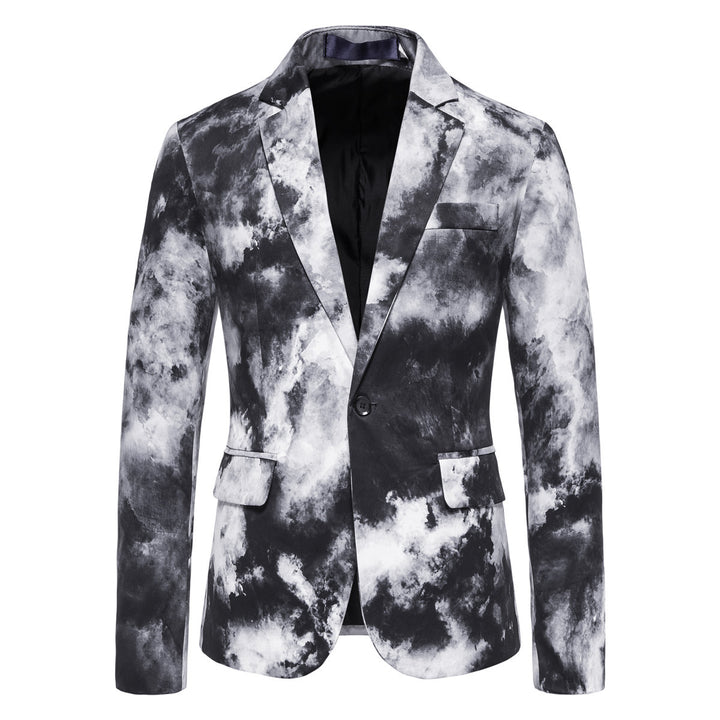Herren Slim-Fit Sakko mit Aquarell-Print und Ein-Knopf-Verschluss Drune