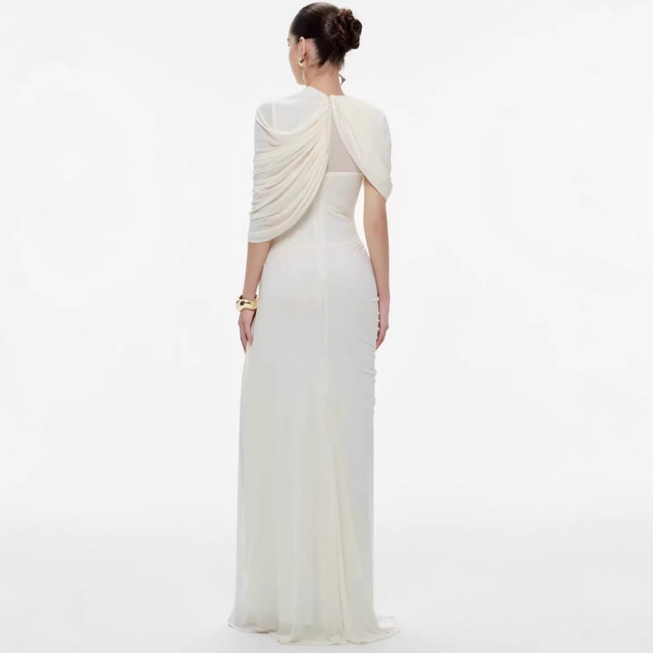 Damen elegantes Maxikleid mit innovativen Drapierungsdetails und asymmetrischem Oberteil Drune