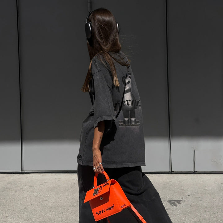 Damen Oversized T-Shirt mit kreativen Grafiken und lässigem Schnitt Drune