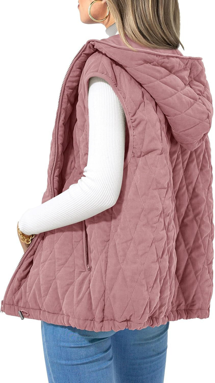 Damen gesteppte Hoodie-Weste mit praktischen Taschen Drune