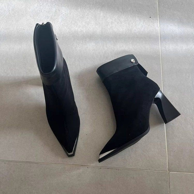 Damen Elegante Blockabsatz-Stiefeletten Drune