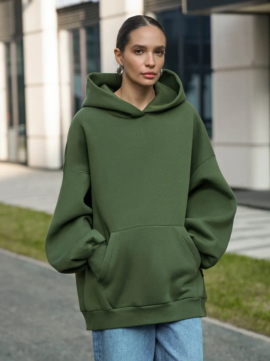 Damen Oversized Kapuzenpullover mit extra weitem Schnitt und Kängurutasche Drune