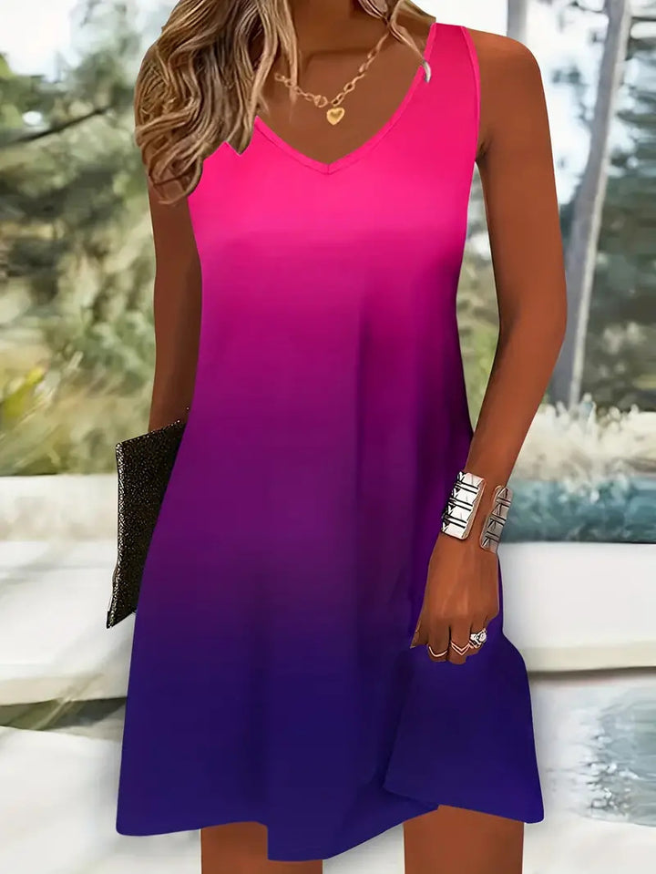 Damen Kurzkleid mit V-Ausschnitt und sanft verlaufendem Farbenspiel Drune