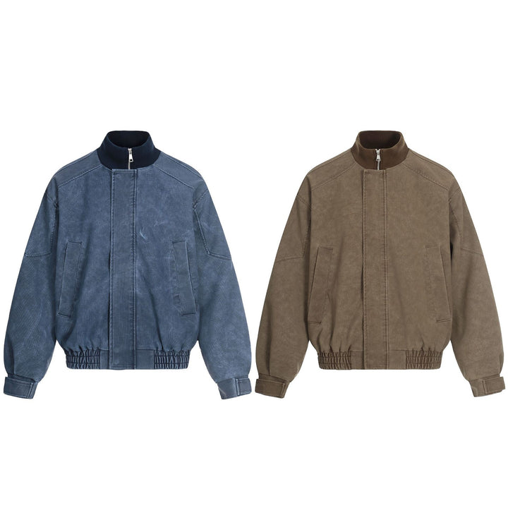 Herren Kurzboxy Blouson aus Cordstoff mit hohem Rippkragen und elastischem Saum Drune