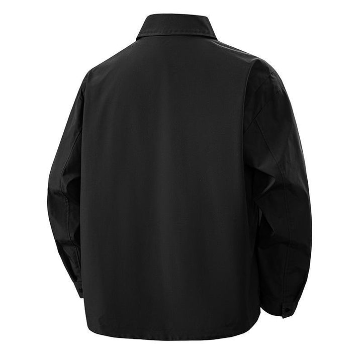 Herren Overshirt-Coachjacke im Urban-Utility-Stil mit Druckknopfleiste und schräger Reißverschlusstasche Drune