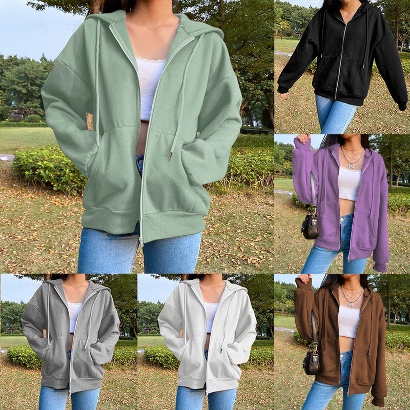 Damen lässige Kapuzenjacke mit großzügigen Taschen Drune