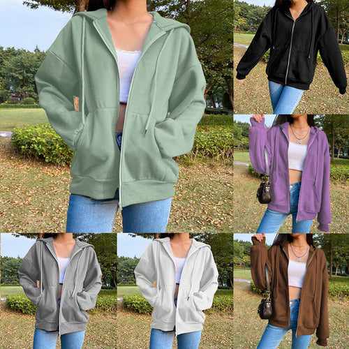Damen lässige Kapuzenjacke mit großzügigen Taschen Drune