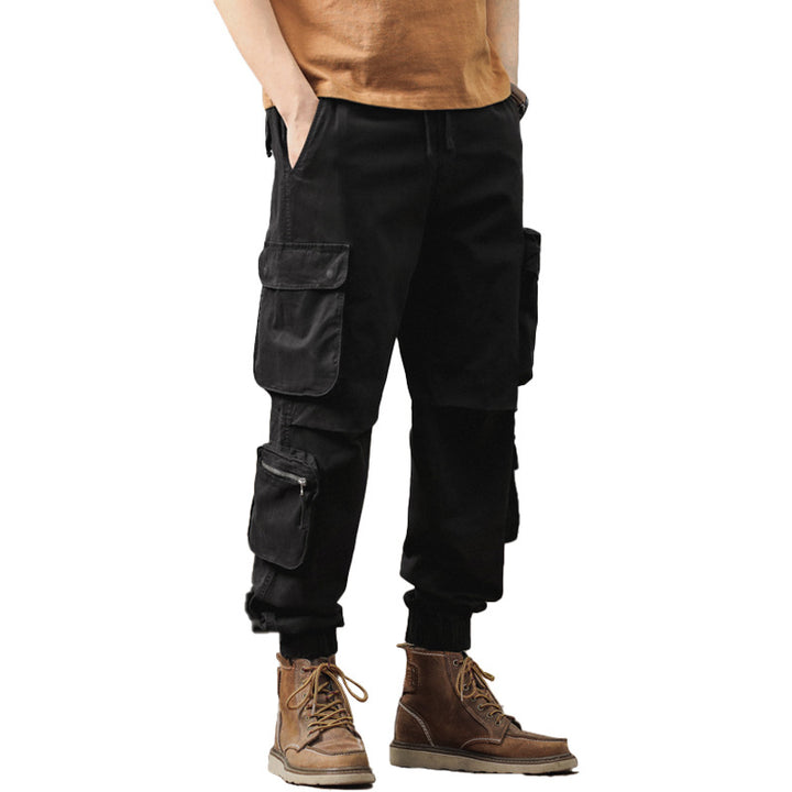 Herren Cargo-Joggerhose im Utility-Workwear-Stil mit Tunnelzugbund, elastischen Bündchen und Multifunktionstaschen Drune