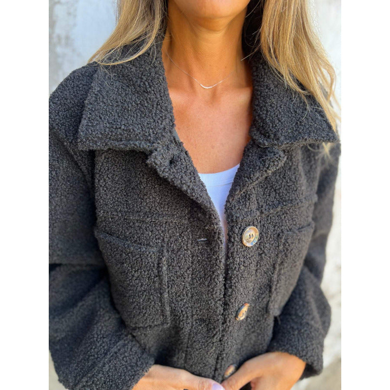 Damen Flauschige Teddyjacke mit praktischen Taschen Drune