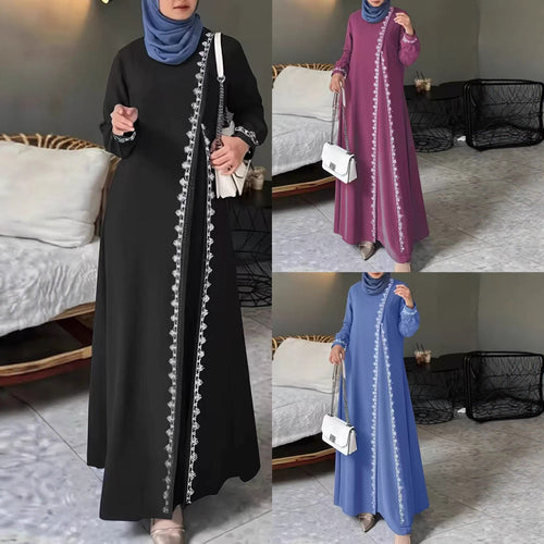 Damen elegantes Maxikleid mit aufwendiger Stickerei Drune