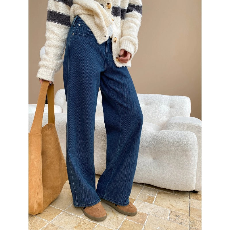 Damen kuschelige Strickjacke im modernen Streifenlook mit Knopfdetail Drune