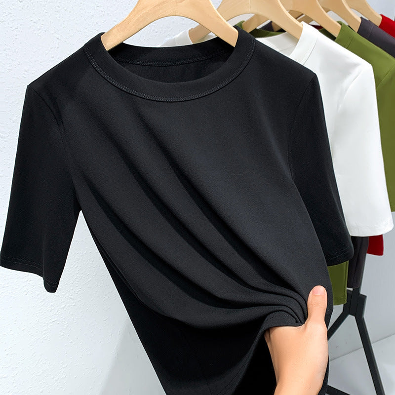 Damen Basic T-Shirt mit weicher Baumwollmischung und körperbetonter Passform Drune