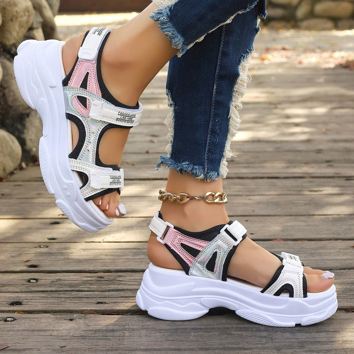 Damen Sportliche Sandalen mit verstellbaren Riemen und gepolstertem Fußbett Drune