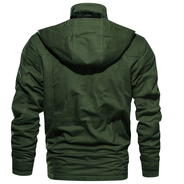 Herren Multifunktionale Canvas-Parka mit Teddyfutter, Kordelzug und Multitaschen Drune