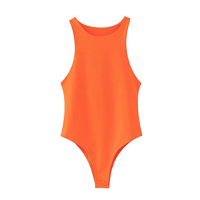 Damen sportlicher Einteiler mit hohen Beinausschnitten und rundem Halsausschnitt Drune