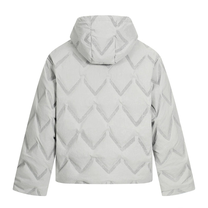 Damen Kurz geschnittene wattierte Kapuzenjacke mit reflektierender Chevron-Steppung Drune