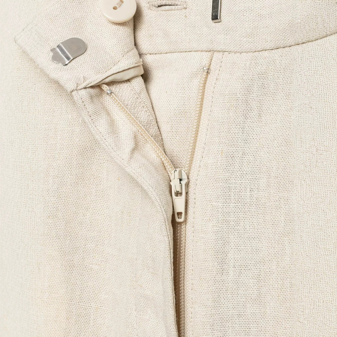 Damen Leichtweite Leinenoptik-Hose mit Bügelfalte und hoher Taille Drune