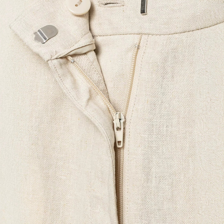 Damen Leichtweite Leinenoptik-Hose mit Bügelfalte und hoher Taille Drune