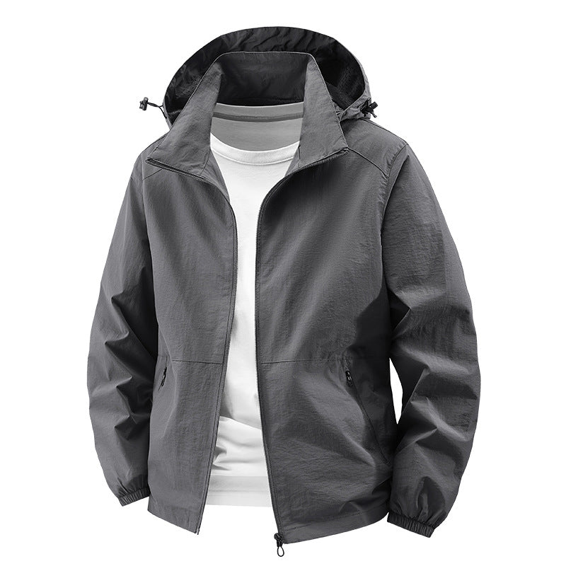 Herren nan packbare winddichte Softshell-Kapuzenjacke mit verstellbarer Kapuze Drune