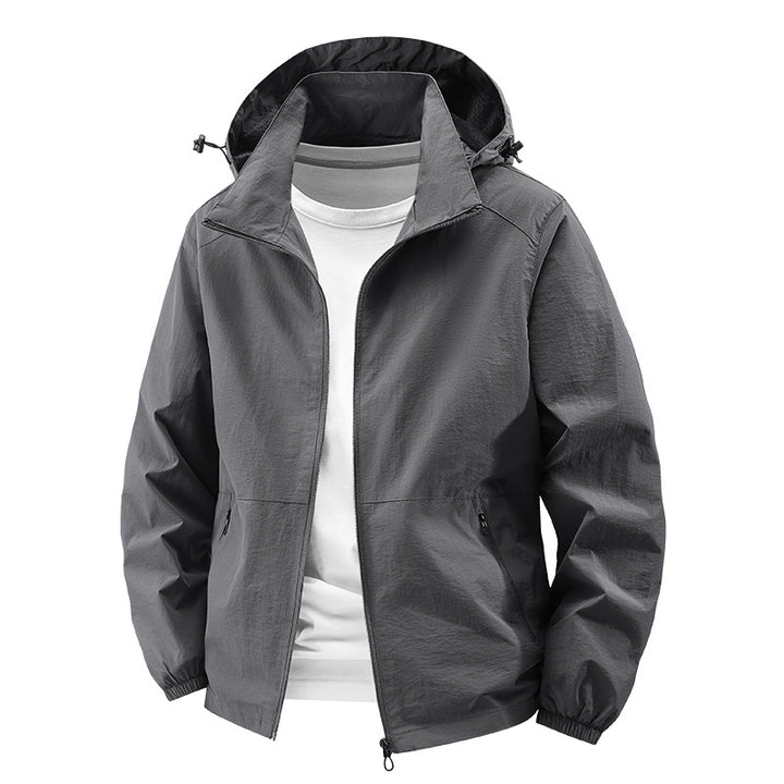 Herren nan packbare winddichte Softshell-Kapuzenjacke mit verstellbarer Kapuze Drune