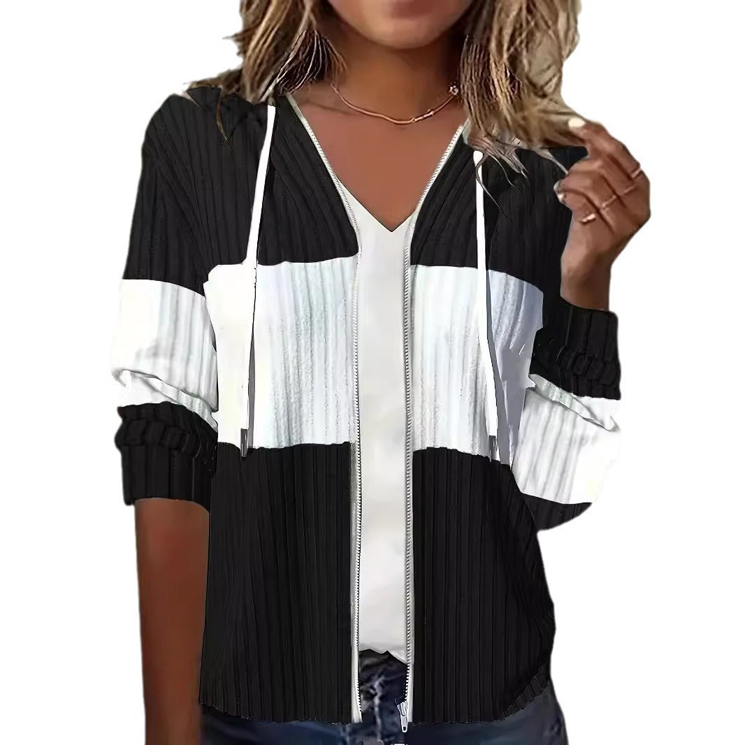 Damen Urbaner Strickjacke mit Reißverschluss und Kapuze Drune