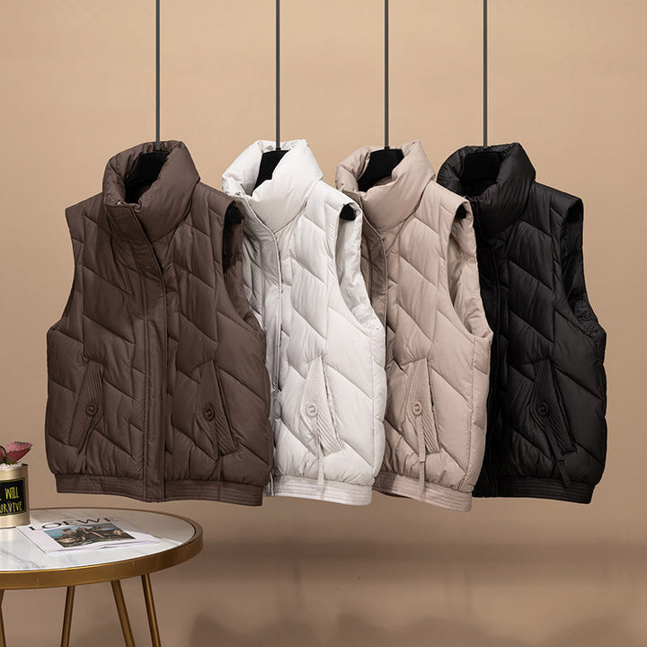 Damen Modische und funktionale Steppjacke mit hohem Kragen und Taschen Drune