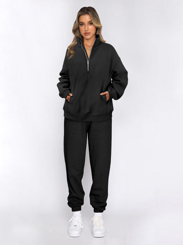 Damen sportliches Set mit Stehkragen und praktischem Reißverschluss Drune