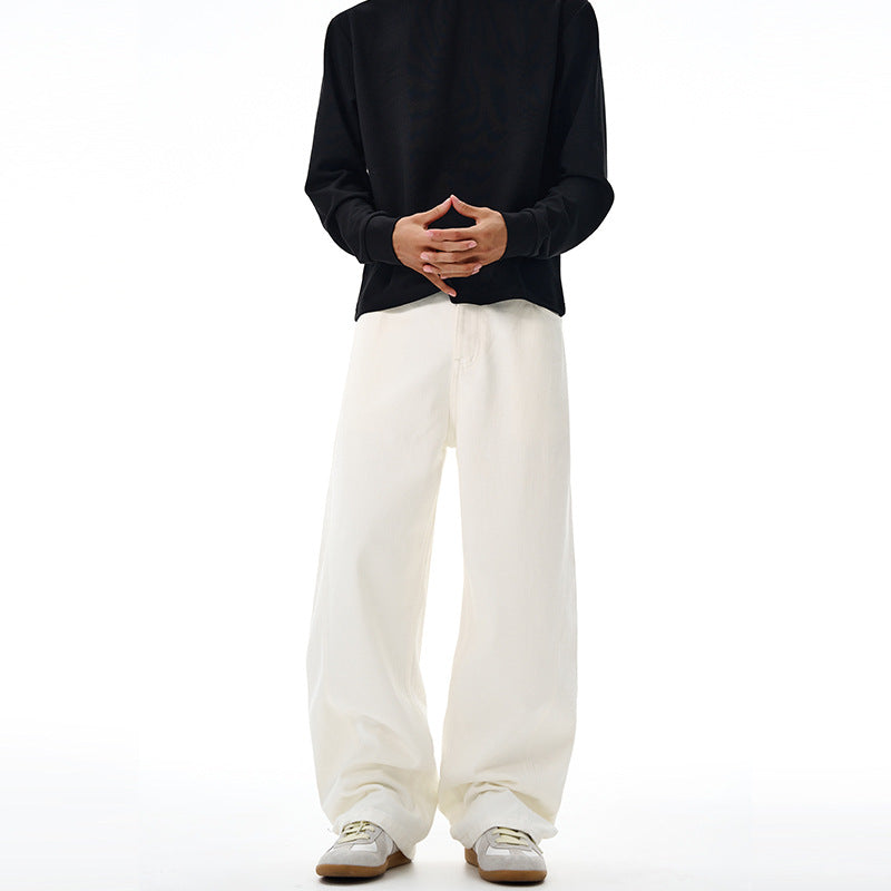 Herren Oversize-Canvas-Hose mit tiefem Schritt und fließender Weite Drune