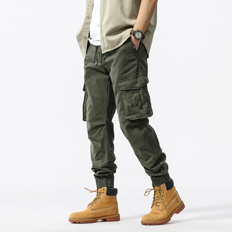 Herren Baumwoll‑Canvas Cargo‑Jogger mit elastischem Bund, Multifachtaschen und gerippten Knöchelabschlüssen Drune
