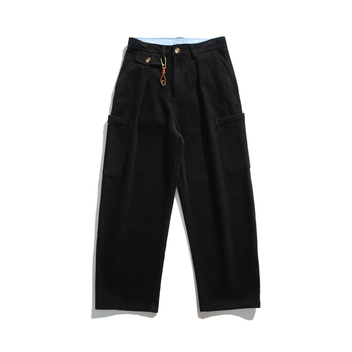 Herren Cord‑Cargo‑Hose mit hoher Taille, weitem Bein und aufgesetzten Pattentaschen Drune