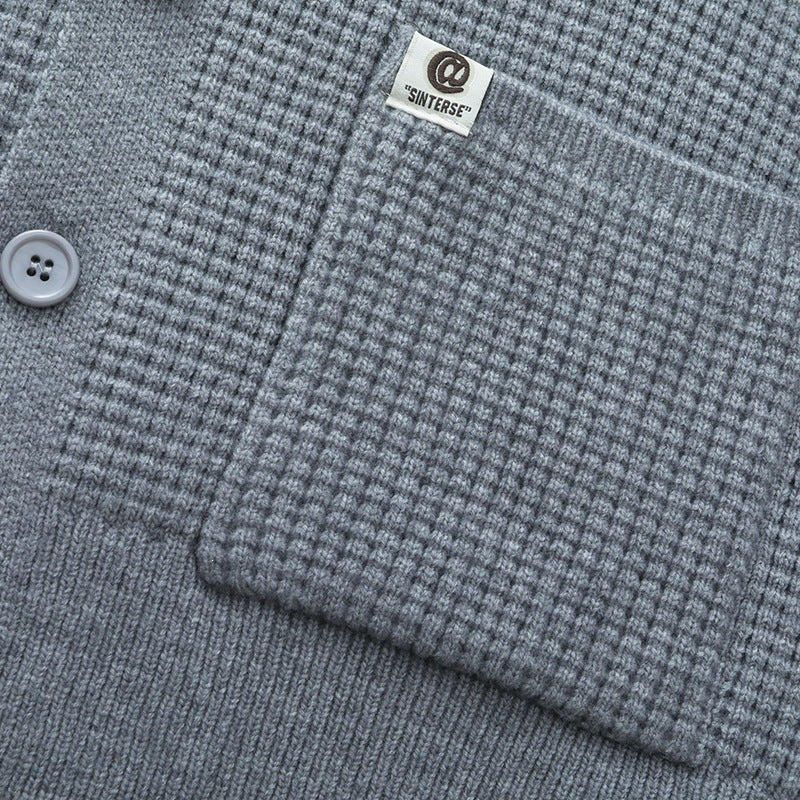 Herren Grobstrukturierte Hemdjacke-Strickcardigan mit Waffelstruktur, Hemdkragen & aufgesetzten Taschen Drune