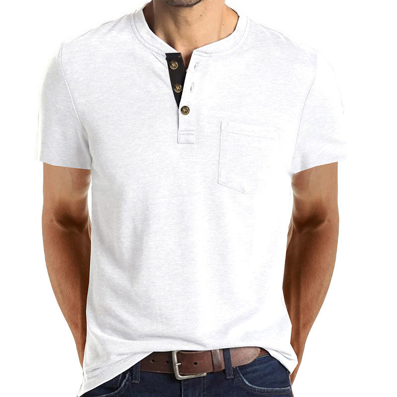 Herren T-Shirt mit strukturiertem Kragen und Brusttasche Drune