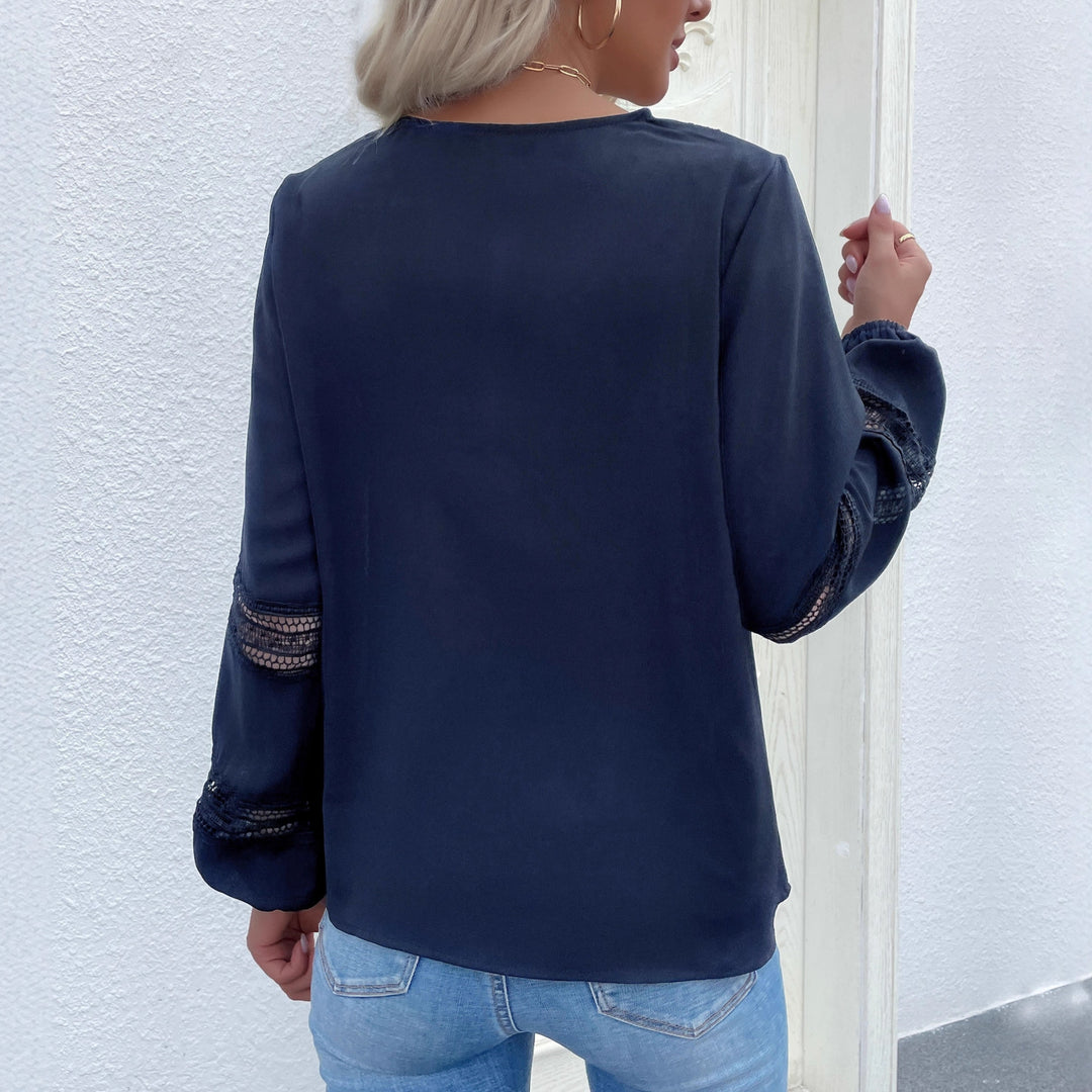 Damen Elegante Bluse mit Spitzendetails Drune