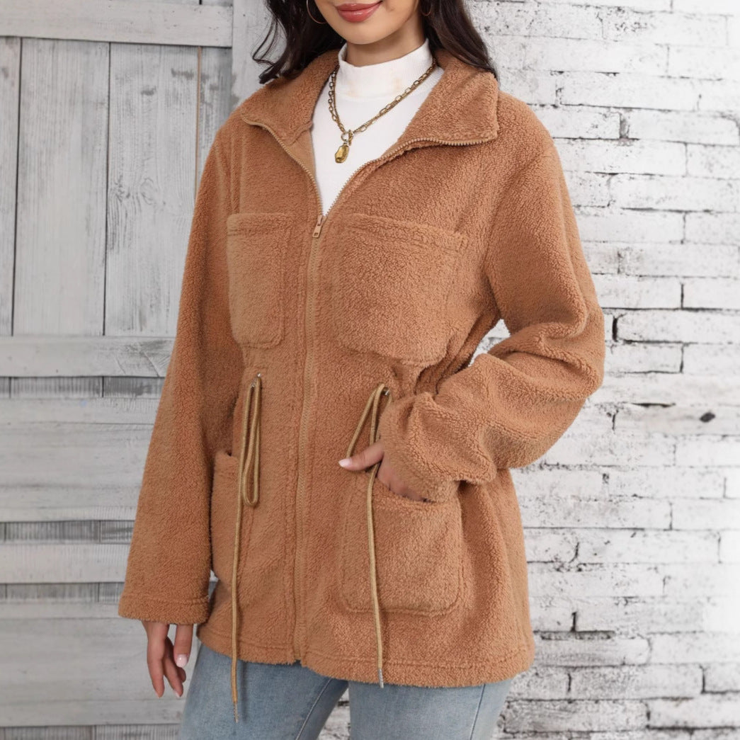 Damen Fleecejacke mit verstellbarem Bund und praktischen Taschen Drune