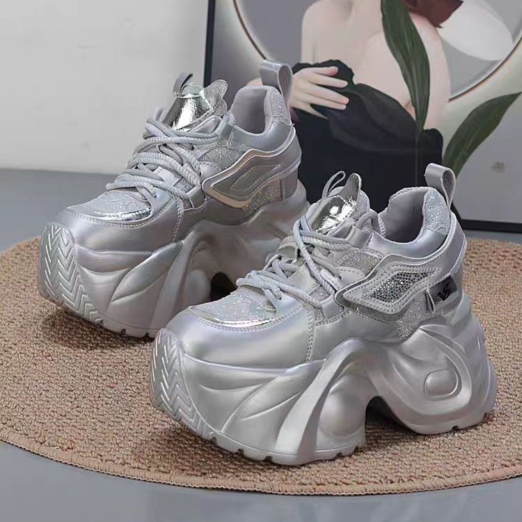 Damen Plateau Sneakers mit atmungsaktiver Mesh-Oberfläche und komfortabler Dämpfung Drune