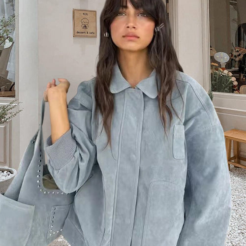 Damen Modische Oversized Denimjacke Drune