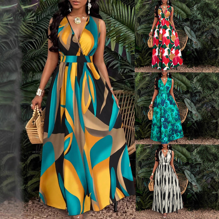 Damen Maxi-Kleid mit elegantem V-Ausschnitt Drune