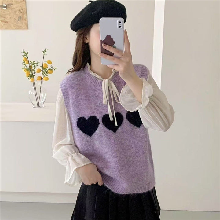 Damen Strickpullover mit Herzmotiv Drune