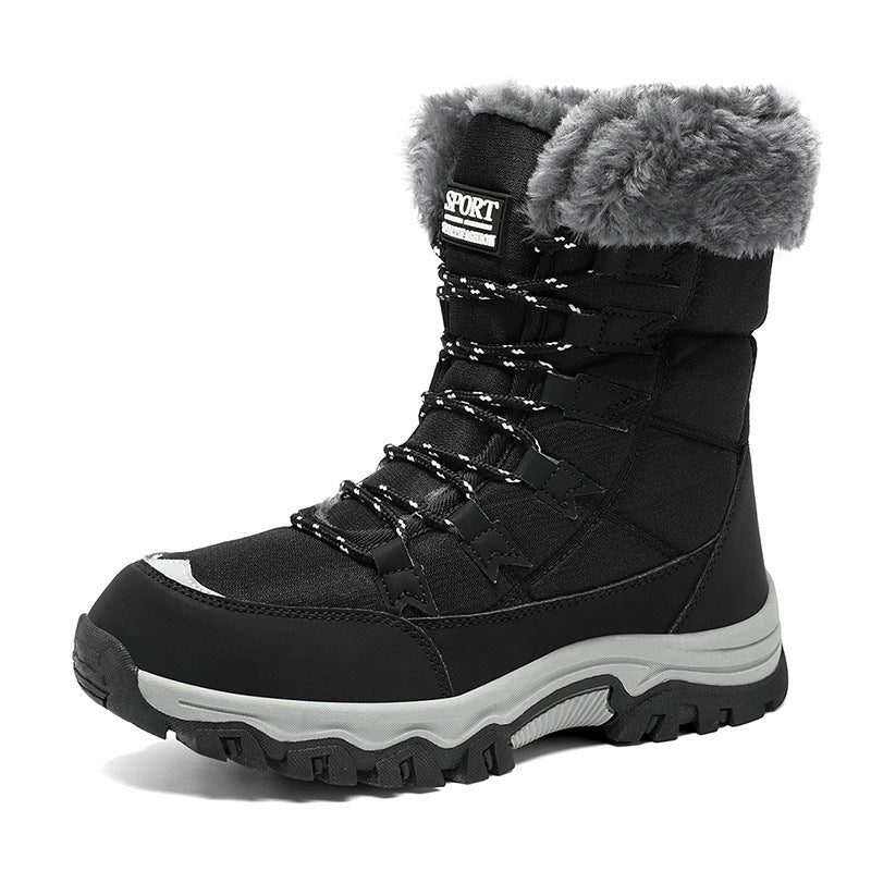 Damen Wasserdichte gefütterte Thermo-Wanderschuhe mit Kunstfellkragen Drune