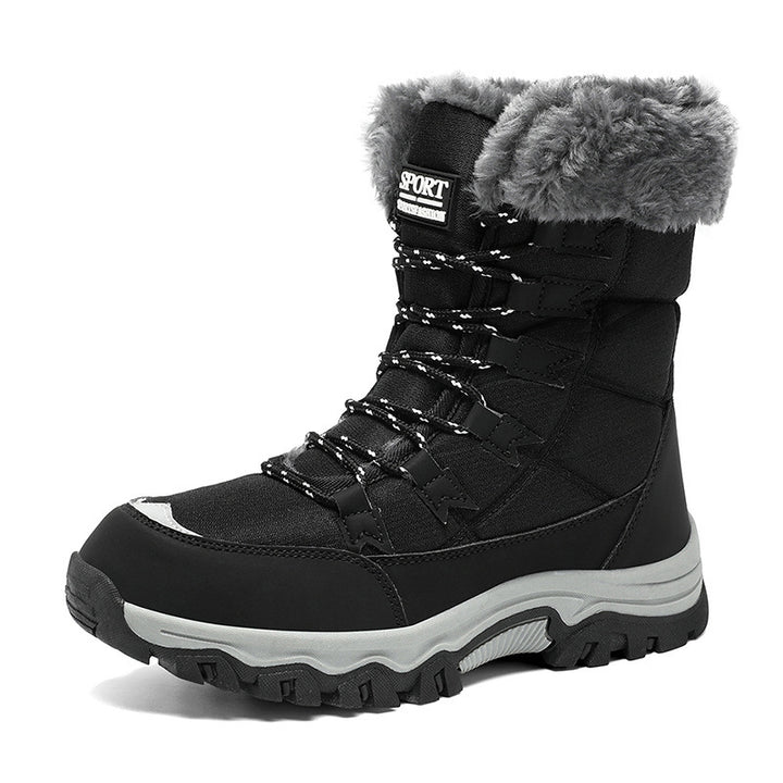 Damen Wasserdichte gefütterte Thermo-Wanderschuhe mit Kunstfellkragen Drune