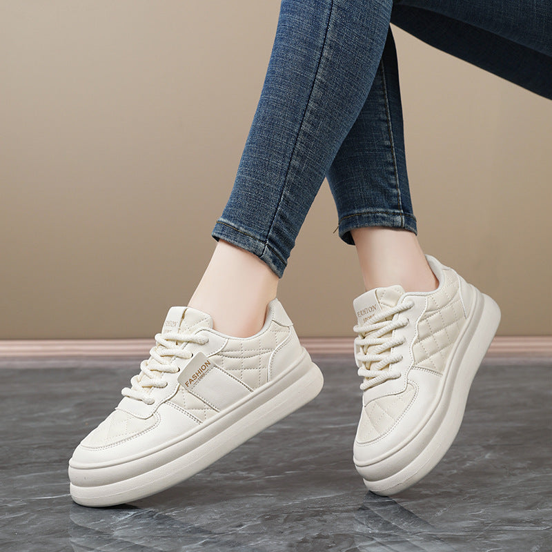 Unisex gestepptes Plateau-Sneaker aus Kunstleder mit gepolstertem Schaft und dämpfender Leichtsohle Drune