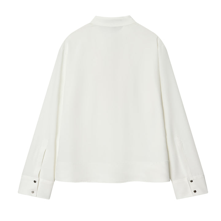 Damen nan schluppenbluse mit drapierter Knotenfront und breiten Manschetten Drune