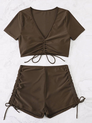 Damen Crop-Top Badeanzug-Set mit verstellbarem Design Drune