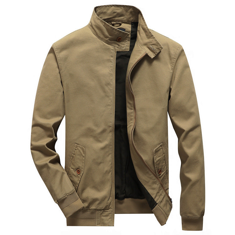 Herren Urbanes Canvas-Blouson mit hochschließendem Stehkragen und verdeckter Zip-Front Drune