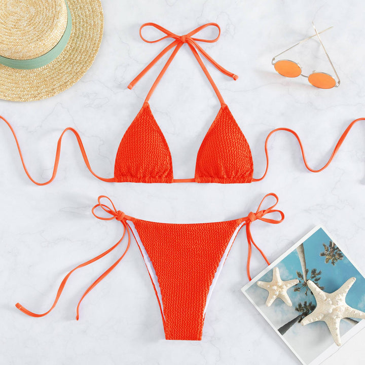 Damen Triangel-Bikini mit raffinierten Bindebändern und strukturiertem Stoff Drune
